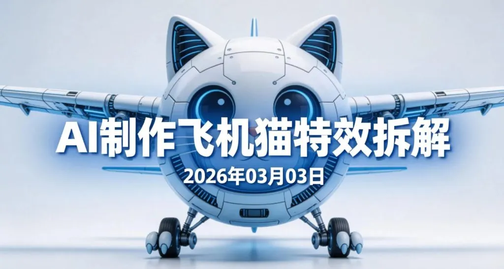 【2026.03.03】AI特效短视频实操玩法：用飞机猫创意素材快速制作吸睛内容，可用于短视频变现-阿吉项目网