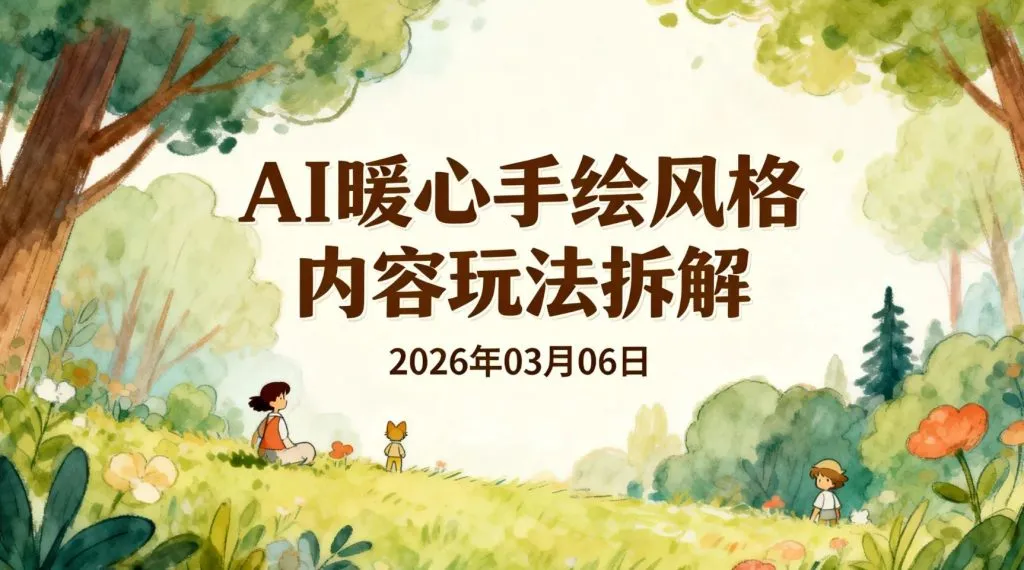 【2026.03.06】AI暖心手绘风格内容玩法拆解，温馨治愈赛道实操变现思路解析-阿吉项目网