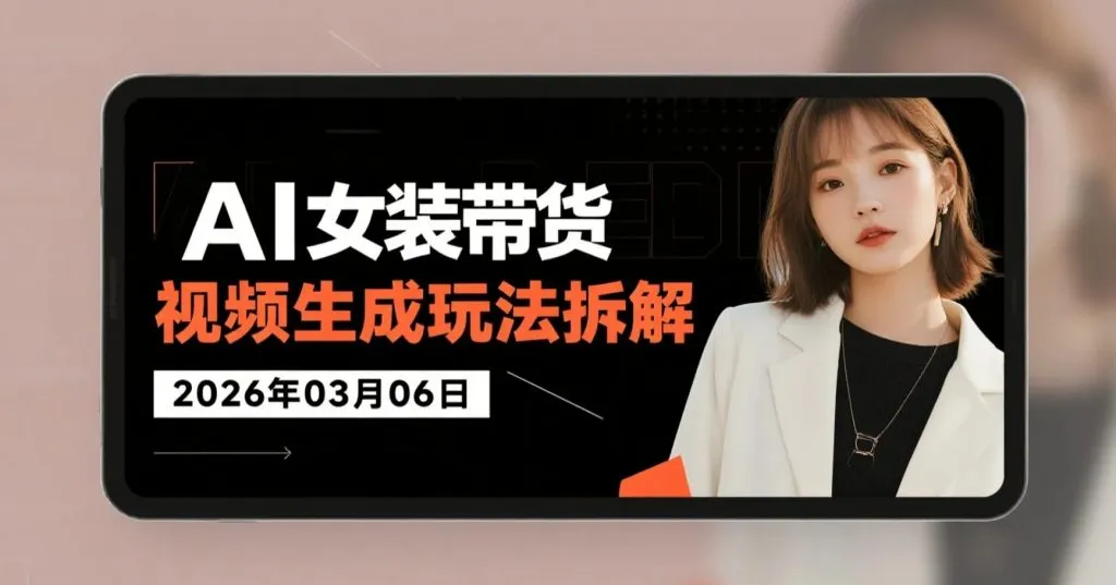 【2026.03.06】AI女装带货视频生成玩法拆解，适合批量制作的换季选品变现思路-阿吉项目网