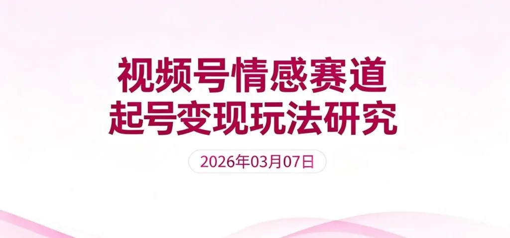 【2026.03.07】视频号情感赛道起号思路拆解与变现玩法研究-阿吉项目网