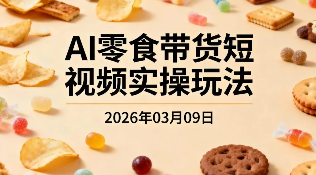 【2026.03.09】AI零食带货短视频实操玩法，小白也能批量生成抖音带货内容-阿吉项目网