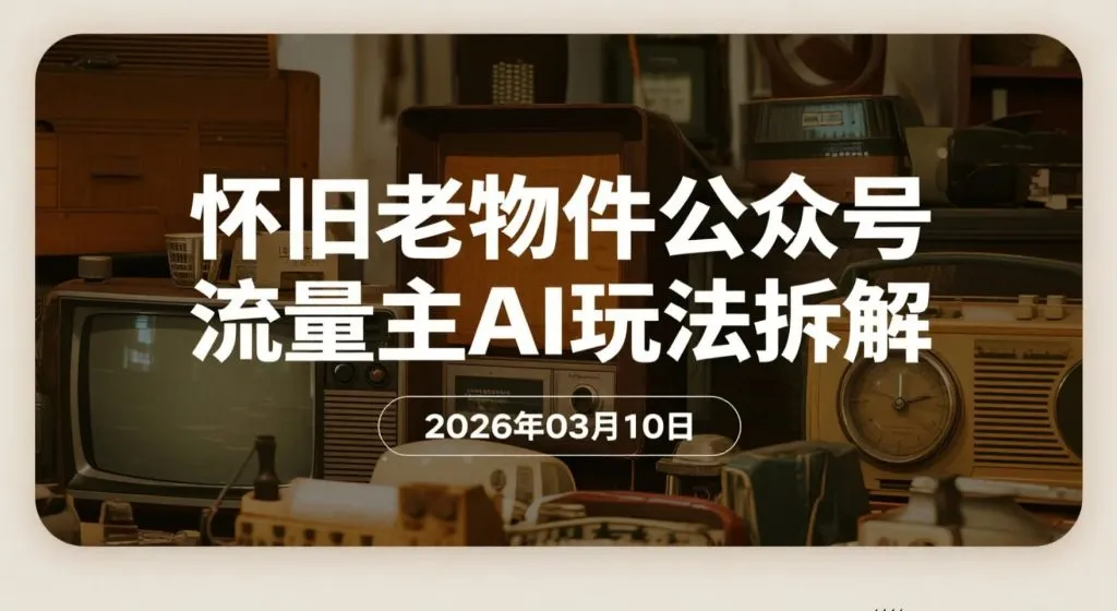 【2026.03.10】怀旧老物件公众号流量主AI玩法拆解：冷门赛道，轻量操作，适合长期稳定更新-阿吉项目网