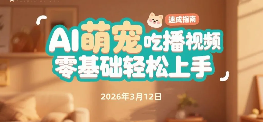 【2026.03.12】AI萌宠吃播视频速成指南,零基础轻松上手-阿吉项目网