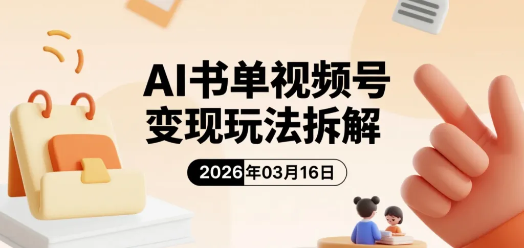【2026.03.16】AI书单视频号变现玩法拆解：批量制作+矩阵发布的新流量方向-阿吉项目网