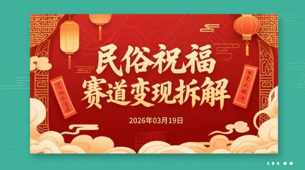 【2026.03.19】民俗祝福赛道变现拆解:低门槛实操与稳定流量变现-阿吉项目网