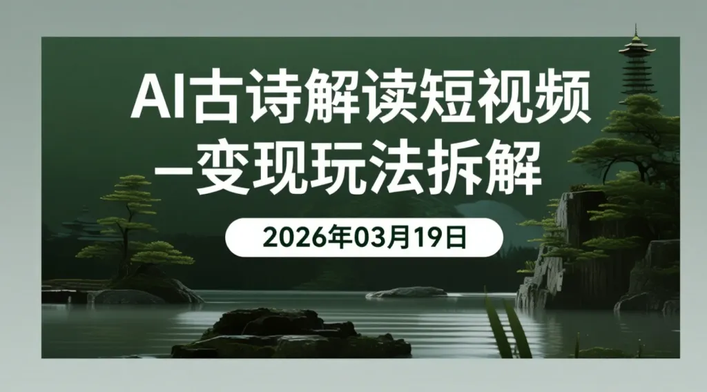 【2026.03.19】AI古诗解读短视频变现玩法拆解：零基础可上手的内容创作思路-阿吉项目网