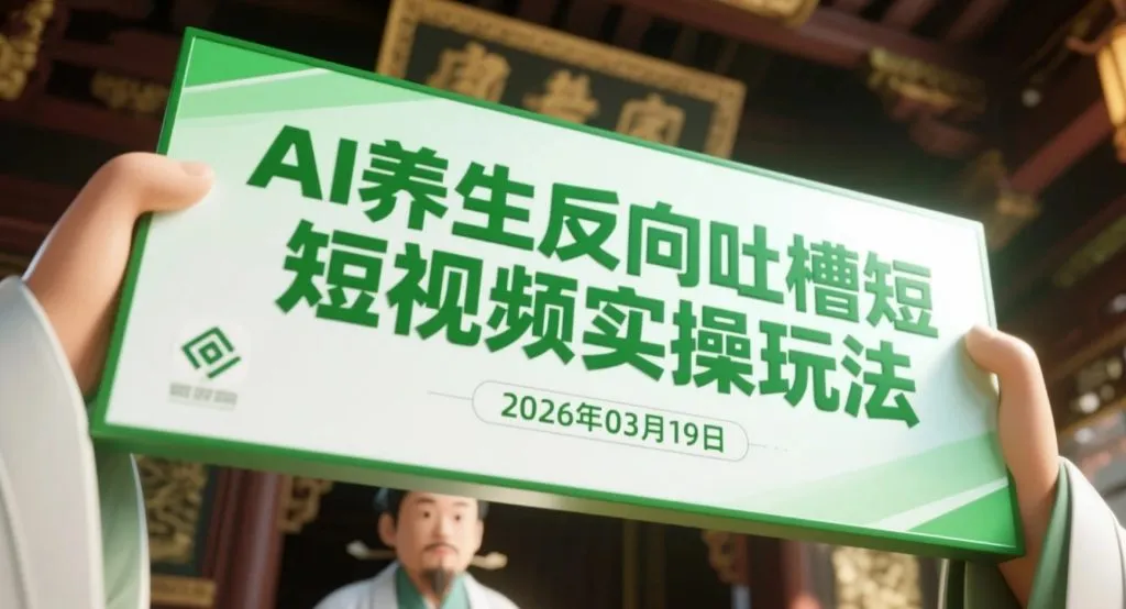 【2026.03.19】AI养生反向吐槽短视频实操玩法，古医切入的变现思路，适合矩阵放大-阿吉项目网