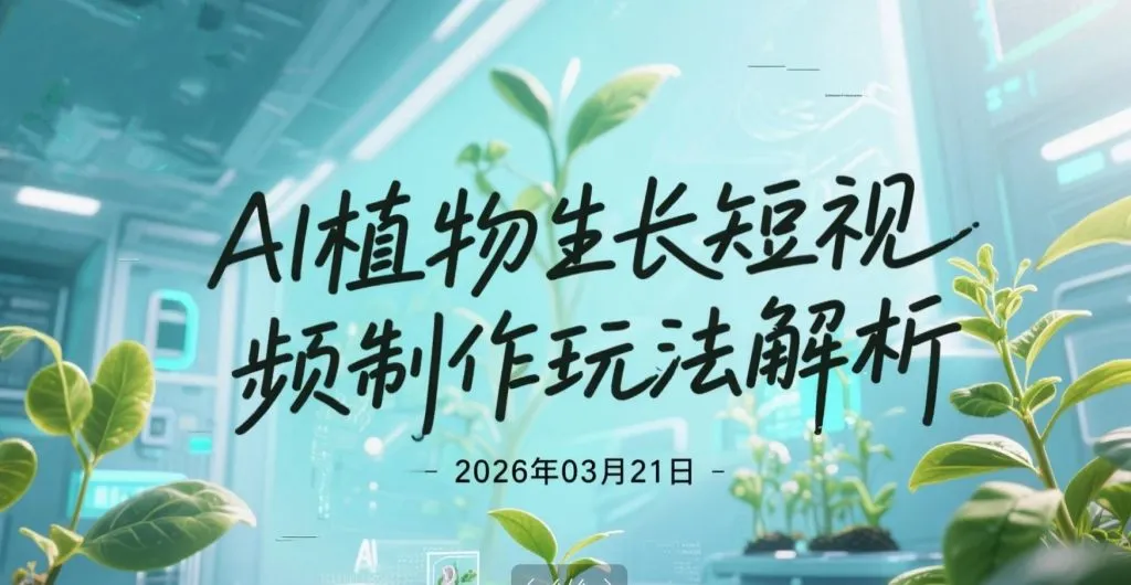 【2026.03.21】AI植物生长短视频制作玩法解析，剪辑合成流程实操，适合批量放大变现-阿吉项目网