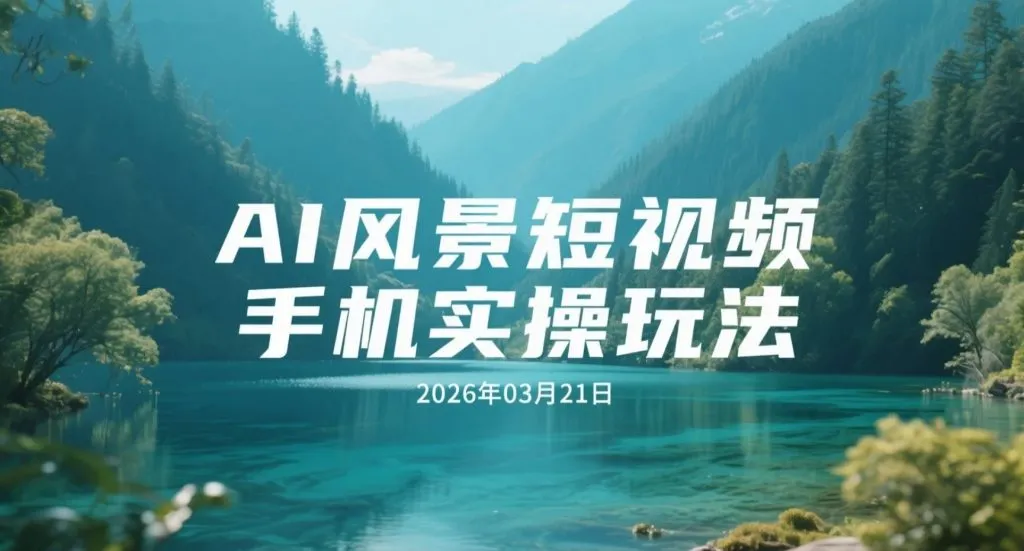 【2026.03.21】AI风景短视频手机实操玩法，零基础剪辑到出片流程-阿吉项目网