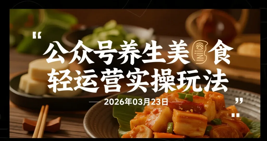 【2026.03.23】公众号养生美食轻运营实操玩法，半小时快速创作内容-阿吉项目网