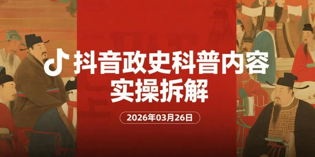 【2026.03.26】抖音政史科普内容实操拆解:借力平台流量做知识型账号变现-阿吉项目网