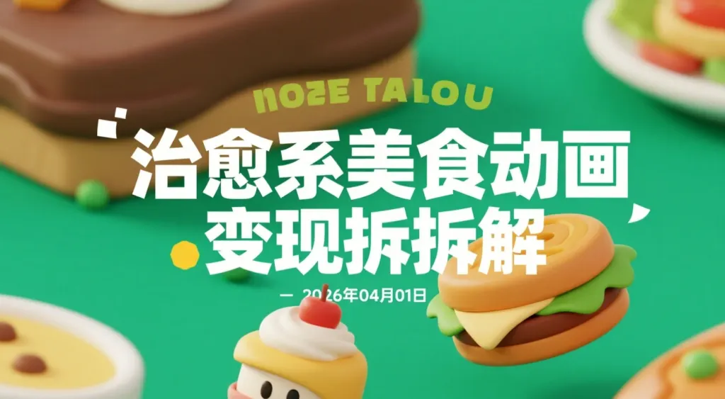 【2026.04.01】治愈系美食动画变现拆解：3分钟复刻热门内容，轻量化制作与平台分发实操指南-阿吉项目网
