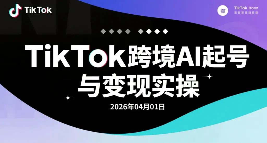 【2026.04.01】TikTok跨境AI起号与变现实操,从0到内容跑通全流程-阿吉项目网
