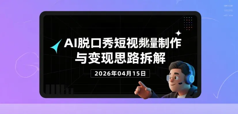【2026.04.15】AI脱口秀短视频批量制作与变现思路拆解(0基础可上手)-阿吉项目网