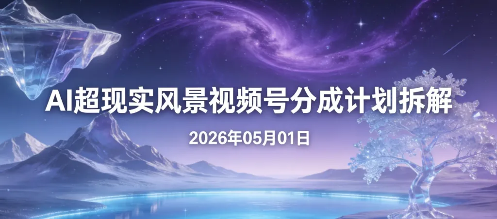 【2026.05.01】视频号分成计划拆解丨AI超现实主义风景内容变现玩法，小白可上手的内容方向-阿吉项目网