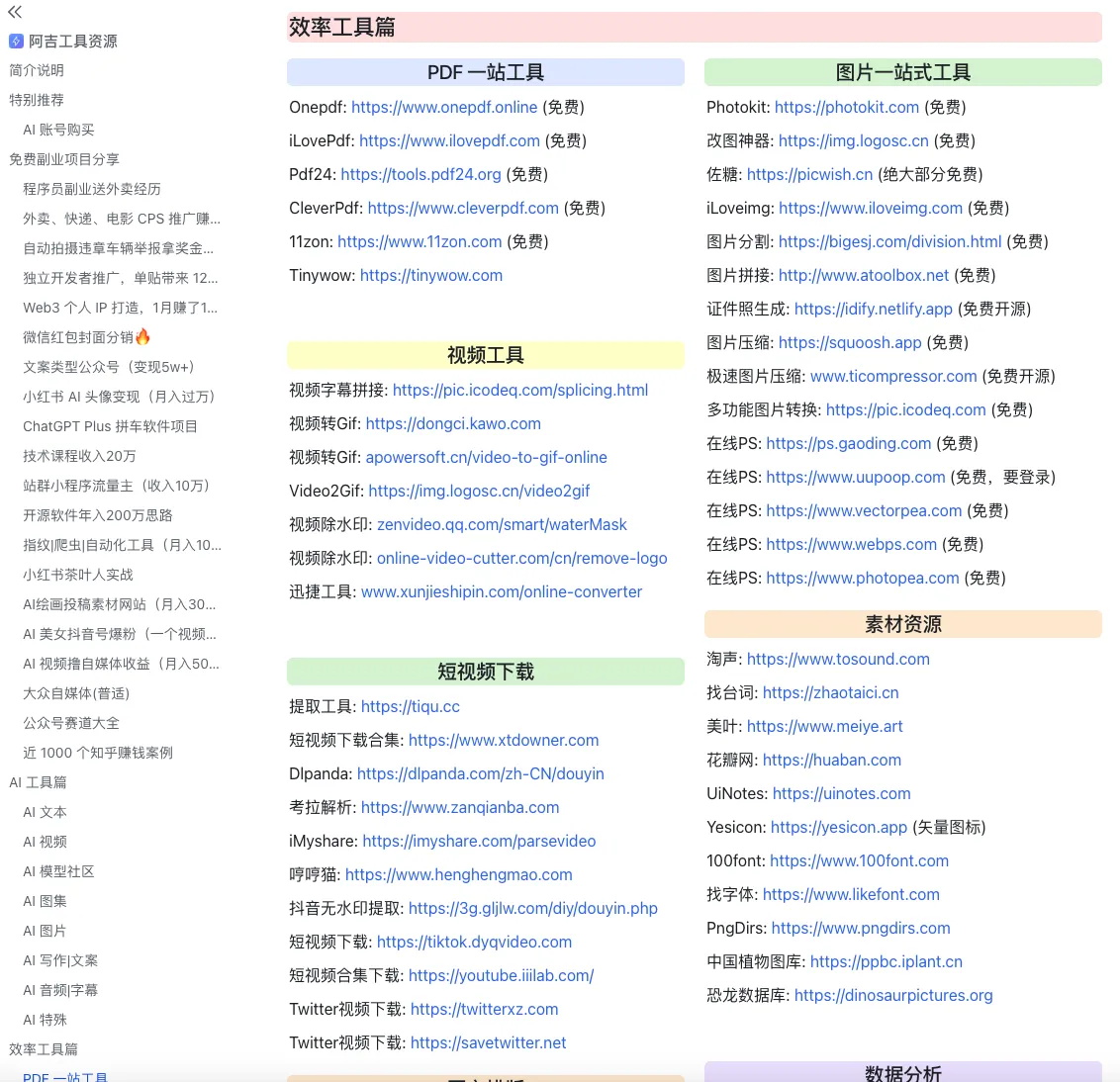 图片[4]-【持续更新中】副业人必备工具箱｜站长自用效率资源库免费分享！-阿吉项目网