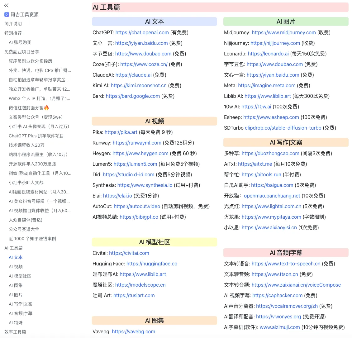 图片[3]-【持续更新中】副业人必备工具箱｜站长自用效率资源库免费分享！-阿吉项目网