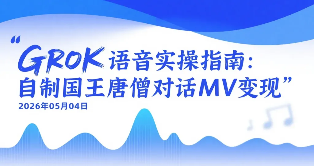 【2026.05.04】GROK语音实操指南：自制国王唐僧对话MV变现-阿吉项目网