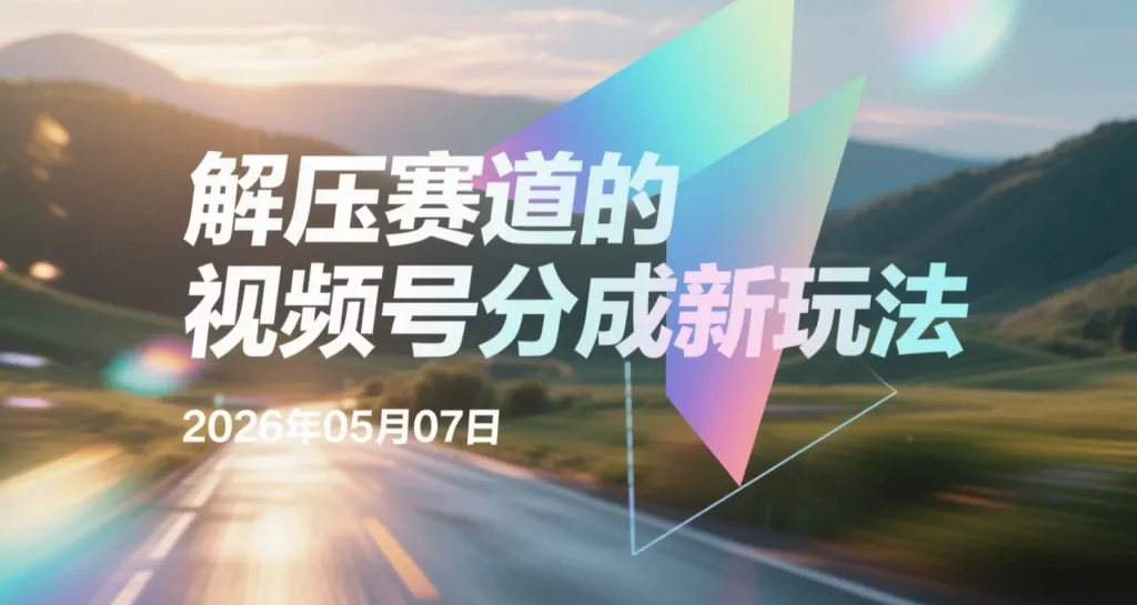 【2026.05.07】解压赛道的视频号分成新玩法：用AI制作虚幻风景的解压视频，实现高完播率与流量变现-阿吉项目网
