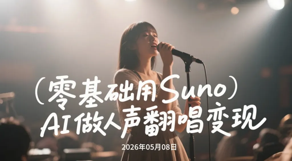 【2026.05.08】零基础用Suno AI做人声翻唱变现|《吻别》AI声线克隆与情绪强化实操解析-阿吉项目网