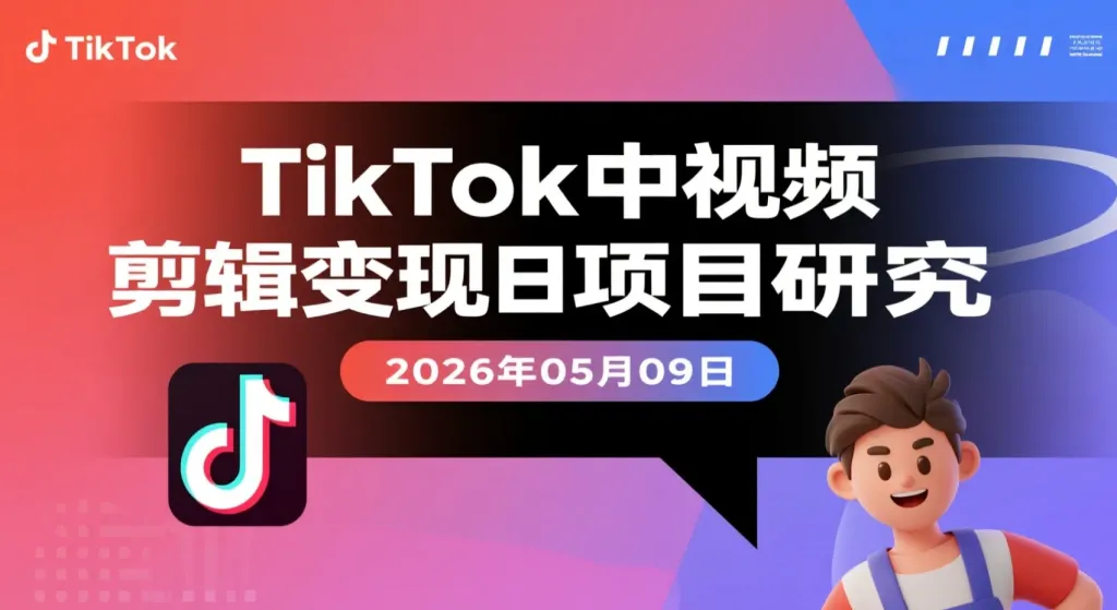 【2026.05.09】TikTok中视频剪辑变现项目研究:音乐、影视解说、动漫方向实操合集-阿吉项目网