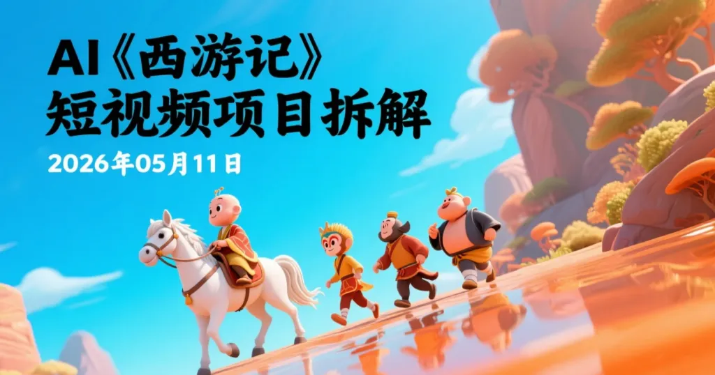 【2026.05.11】AI《西游记》短视频项目拆解丨西游剧情视频生成与多平台变现思路-阿吉项目网