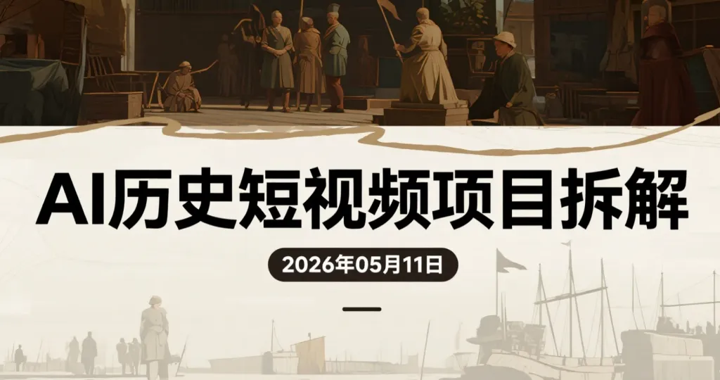 【2026.05.11】AI历史短视频项目拆解：冷门内容玩法实操，适合新手的历史赛道变现思路-阿吉项目网