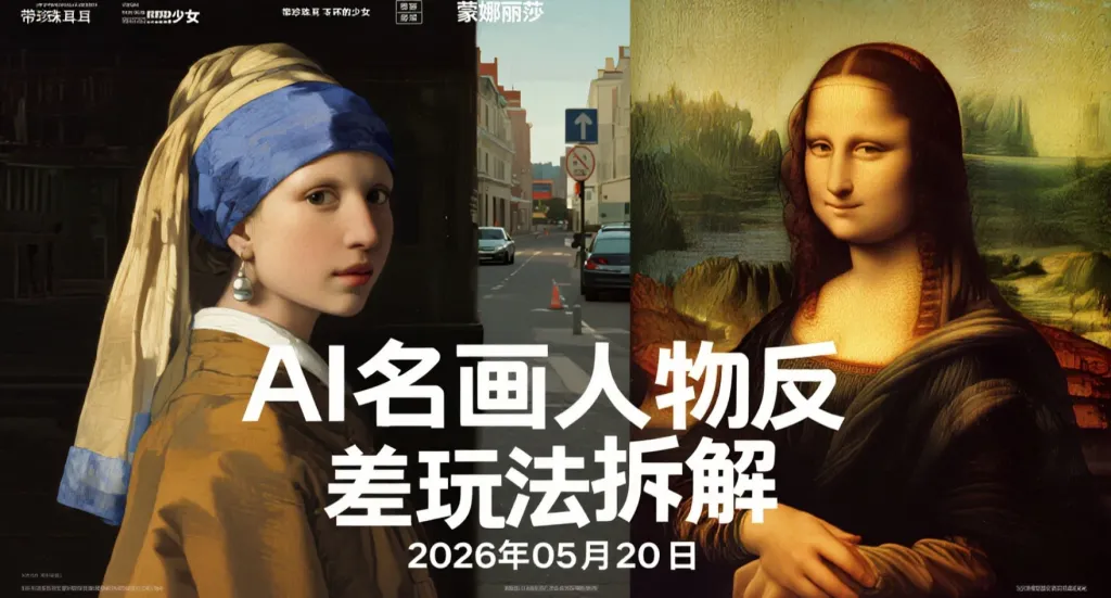 【2026.05.20】AI名画人物反差玩法拆解：搞笑短视频变现思路与实操流程-阿吉项目网