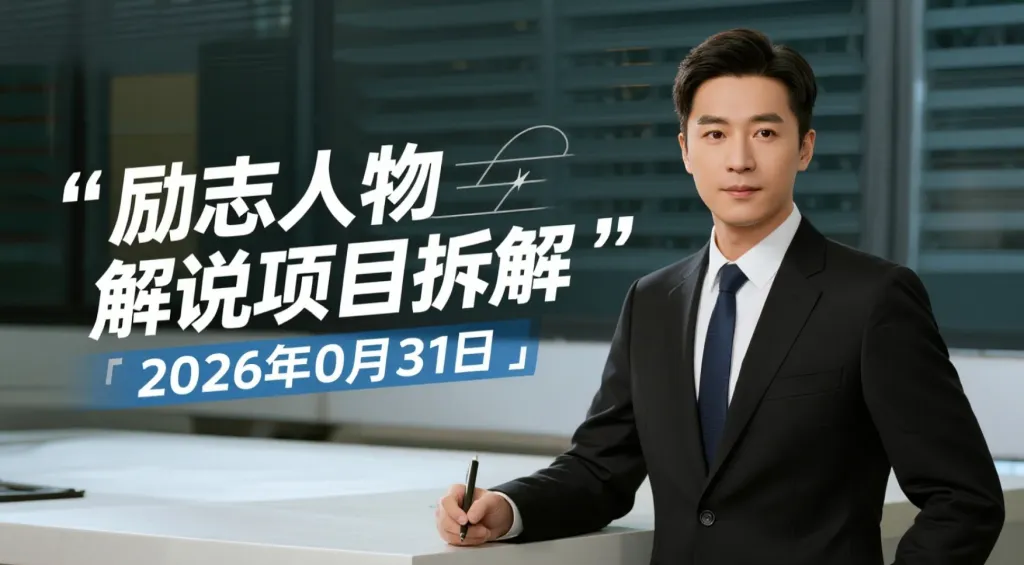 【2026.05.31】励志人物解说项目拆解:榜样故事深挖、文案创作与剪辑实操-阿吉项目网