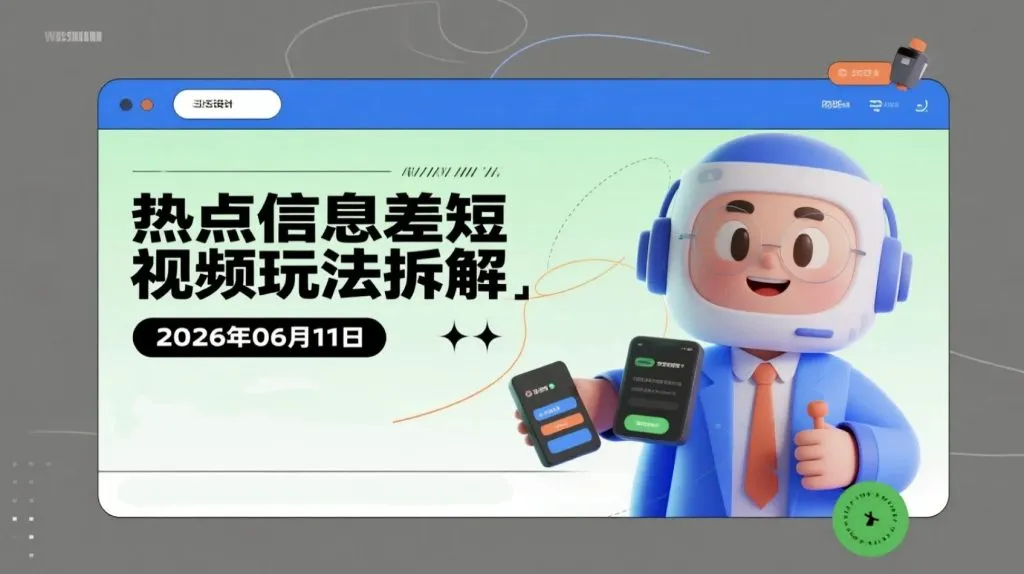 【2026.06.11】热点信息差短视频玩法拆解:高流量内容制作与变现思路研究-阿吉项目网