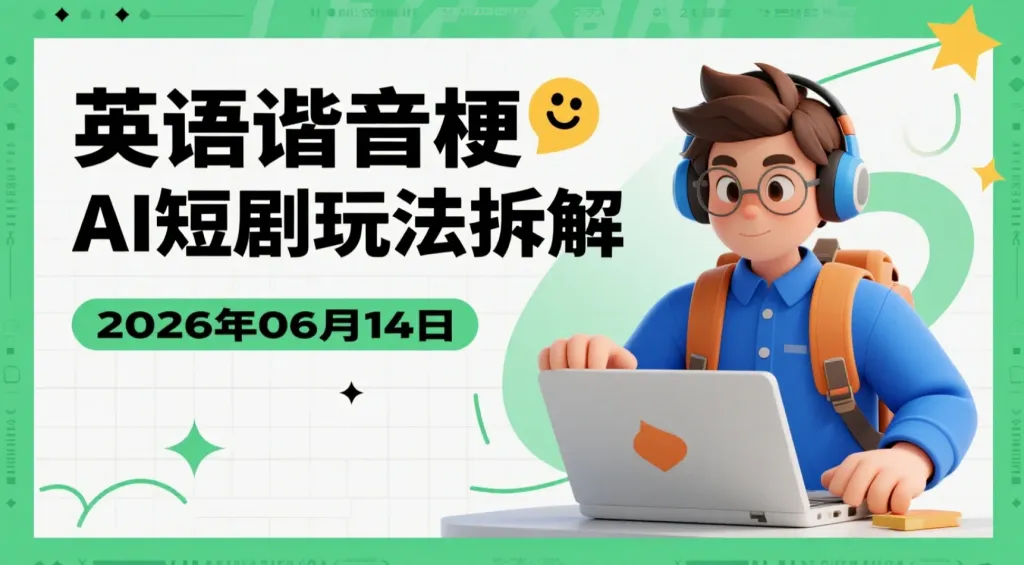 【2026.06.14】英语谐音梗AI短剧玩法拆解:26条作品积累20W粉丝,适合新手研究与内容起号-阿吉项目网